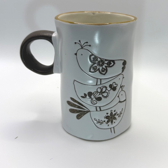 Other - Cute Stonewear Stacked Birds Mug Light Blue Ceramic Coffee‎ Tea Cup